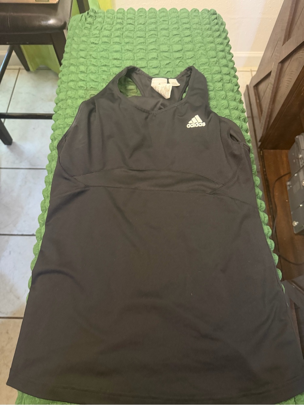 adidas Black Racerback Tank Top with White Logo